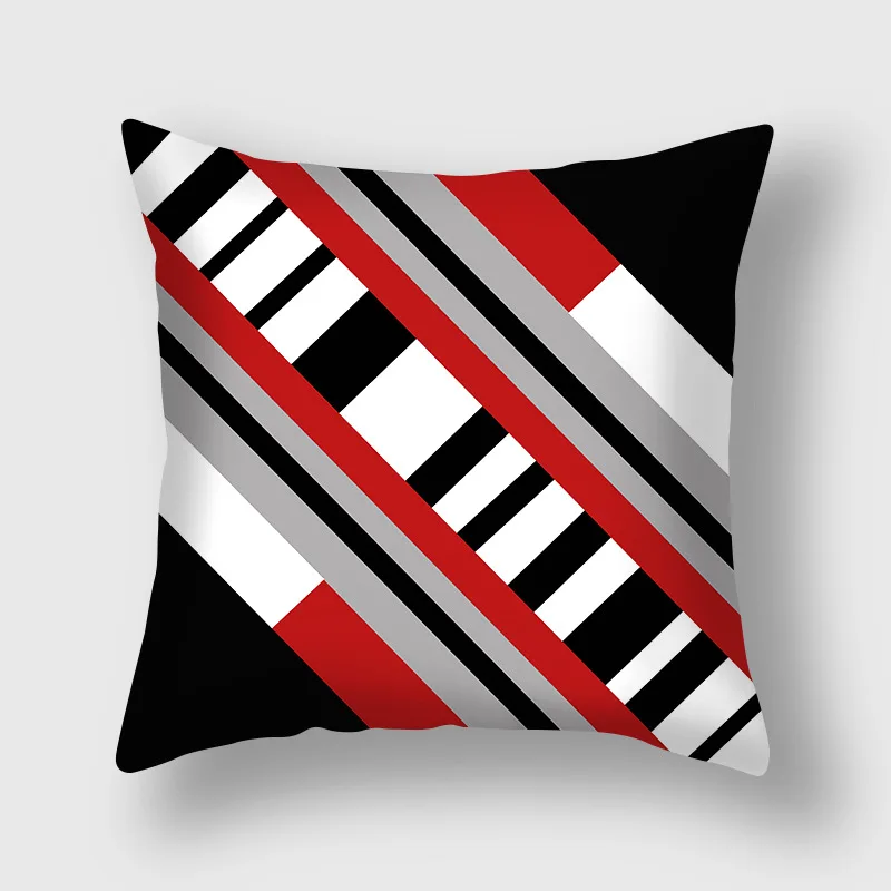Modern Nordic Abstract Red Stripes Circular Patterns Pillows Case Simple Geometry Cushions Case Living Room Decorative Pillows outdoor bench cushion Cushions