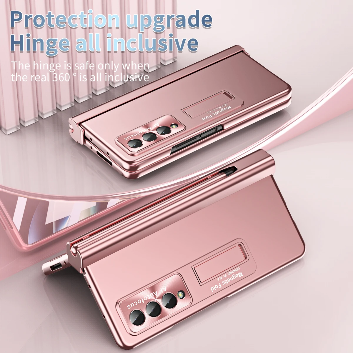 2 Hinges Case For Samsung Galaxy Z Fold 4 3 Ultra Thin Shockproof Protection PC Hard Back Cover With Pen Solt For Fold4 With Pen
