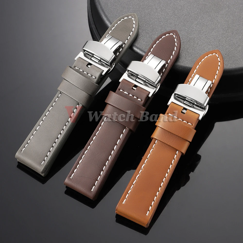 Vintage Black Brown Genuine Leather Watch Band Strap - Classic Wristbelt