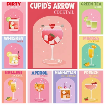 Kit di pittura artistica con diamanti Cupido Freccia Manhattan Bloody Mary Cocktail Ricamo Mosaico Punto croce Decorazioni per la casa Regalo per bambini