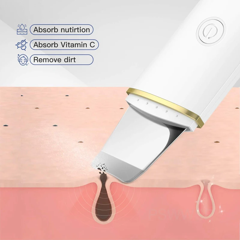Ultrasonic Skin Scrubber Peeling Blackhead Remover Deep Face Cleaning Ultrasonic Ion Ance Pore Cleaner Facial Shovel Device