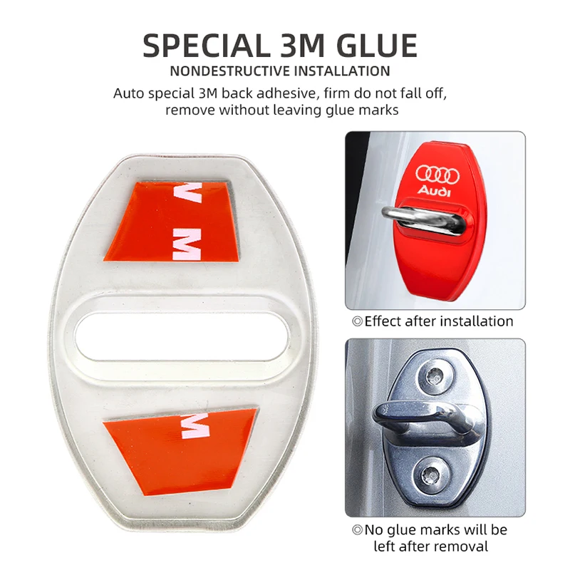 Car accessories 4 PCS Car Door Lock Cover for Audi A3 A4 A5 A6 A7 Q2 Q3 Q5 Q8 TT S3 S4 S5 S6 Stainless Steel Protective Cases