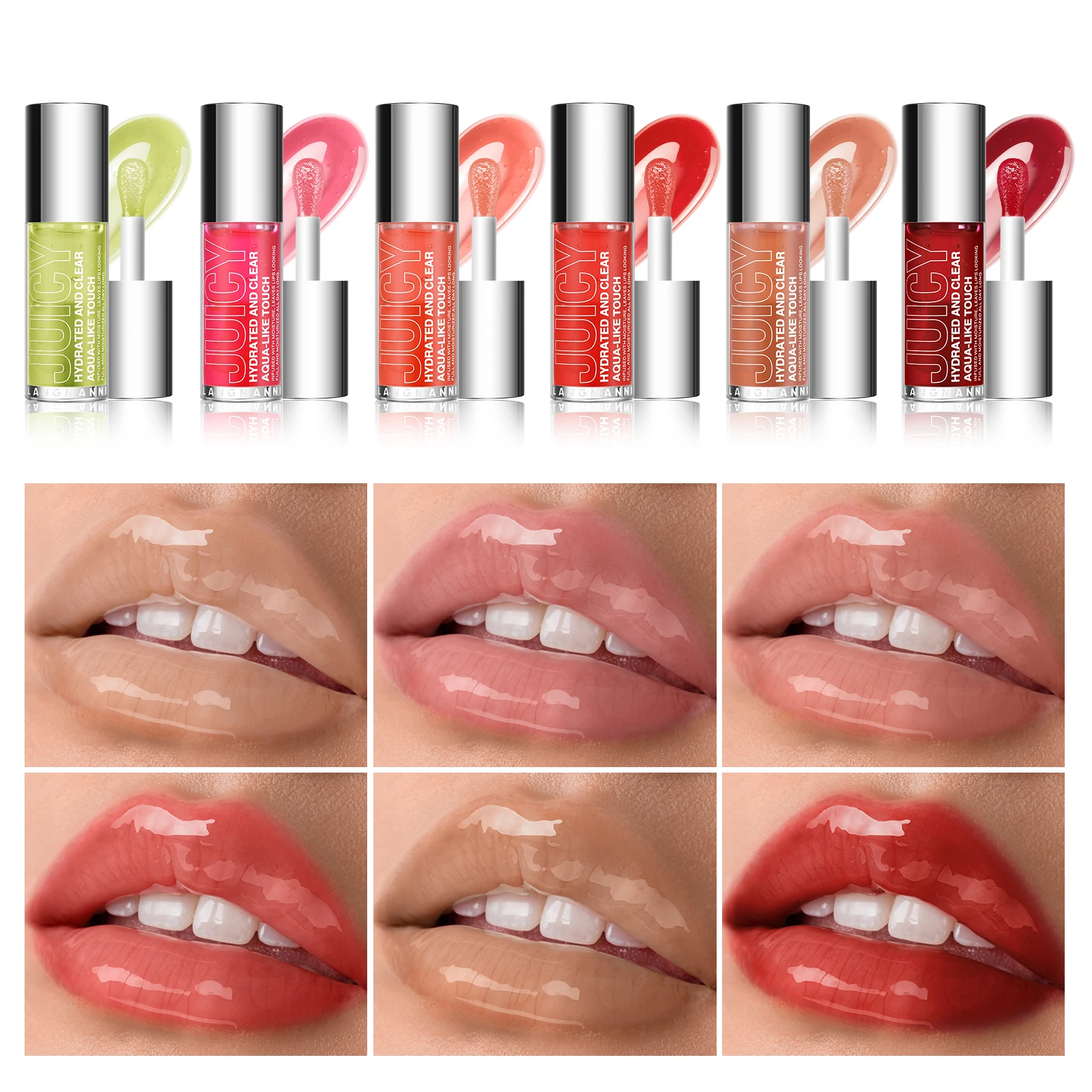 LANGMANNI 6 colors moisturizing mirror large brush head lip oil lasting light lines lip color does not fall out of the oil