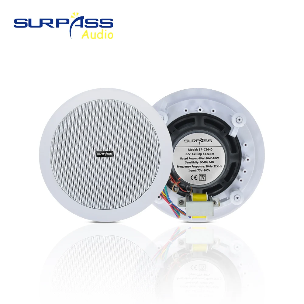 

Home 6.5 Inch 40W Coaxial Passive Ceiling Speaker In-ceiling Speaker Broadcast Loudspeaker PA System for Bedroom Subway Station