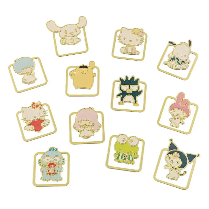 Kawaii Sanrio Hello Kitty Segnalibro In Metallo Xo Kuromi Cinnamoroll My Melody Purin Pochacco Keroppi Hangyodon Segnalibro Cancelleria