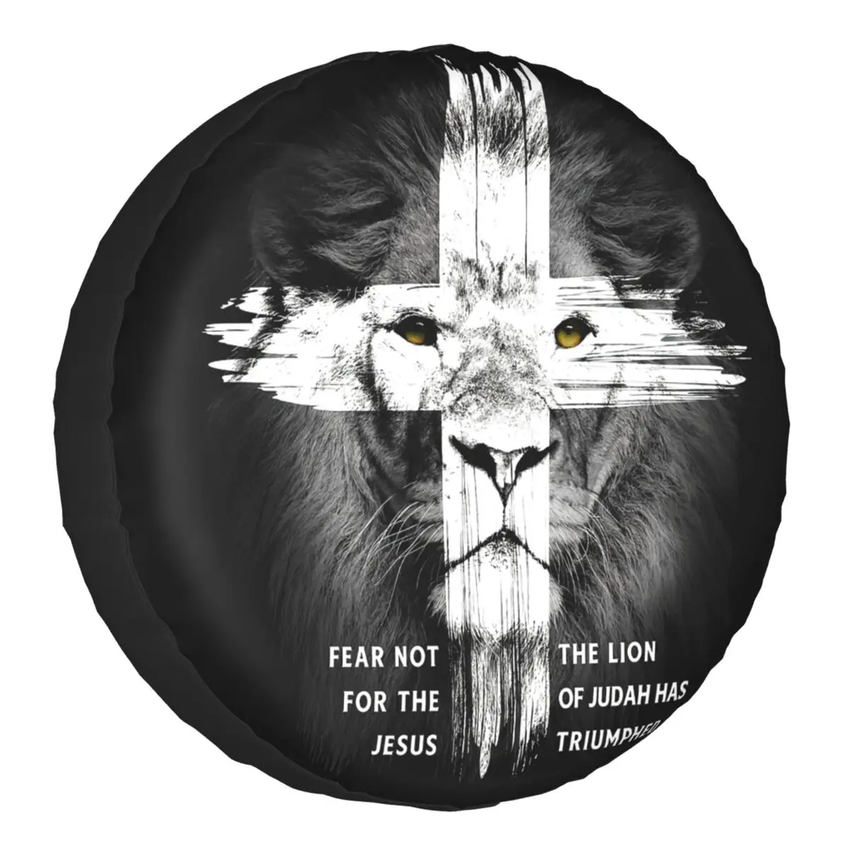 

Lion Cross Jesus Christian Lord Spare Car Tire Cover Wheel Protectors Water Dustproof Universal Fit for SUV Truck Camper Travel