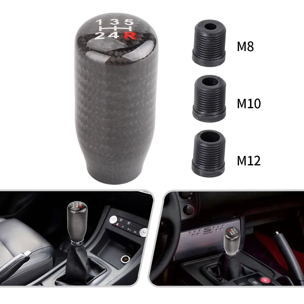 Universal Decorative Car Accessories Gear Bar Personality Real Carbon Fiber Head 5/6speed Manual Shift Knob Modified Accessories