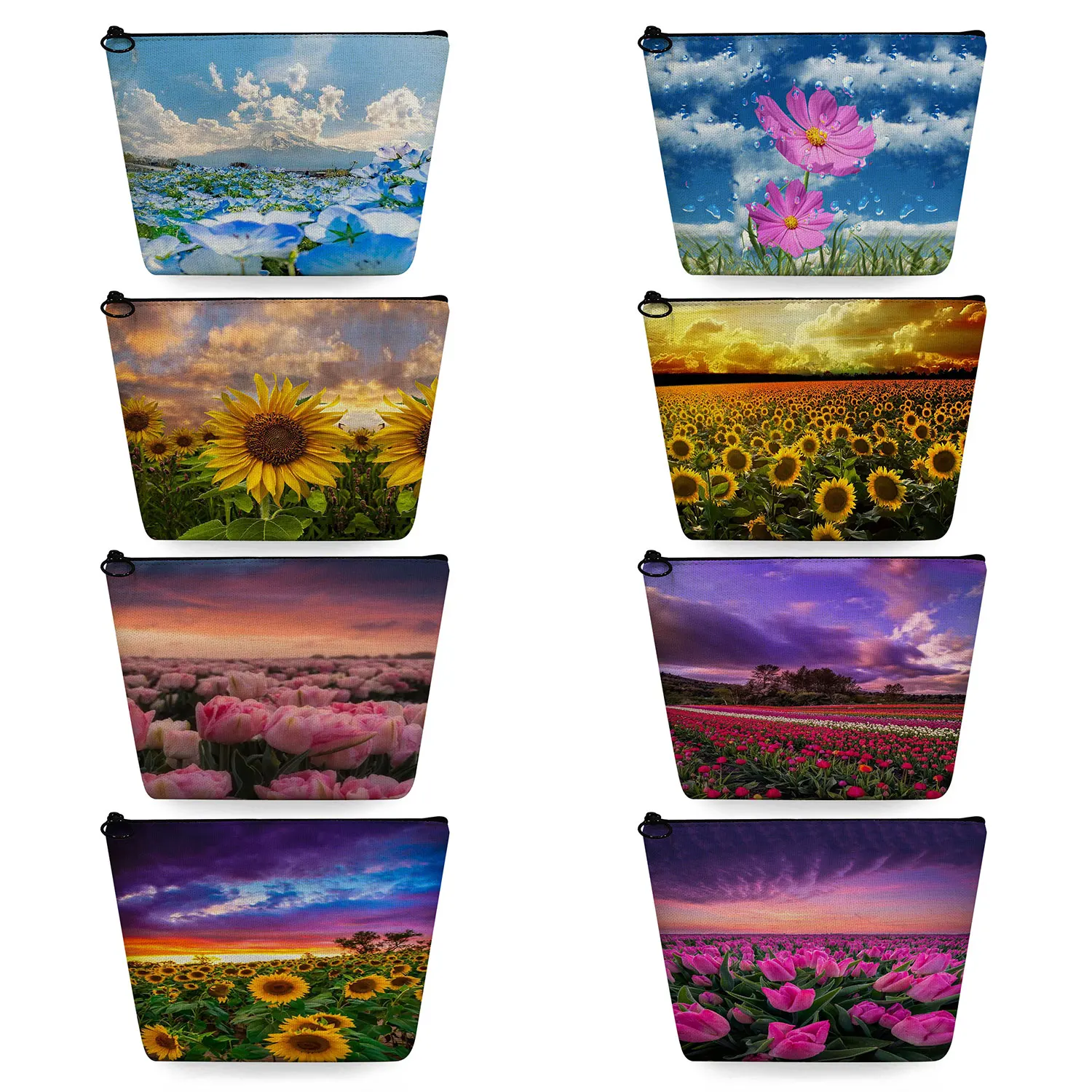 

Красивая подарочная дорожная сумка для туалетных принадлежностей с красивым ландшафтом и цветочным принтом, повседневные женские косметички для макияжа, пеналы