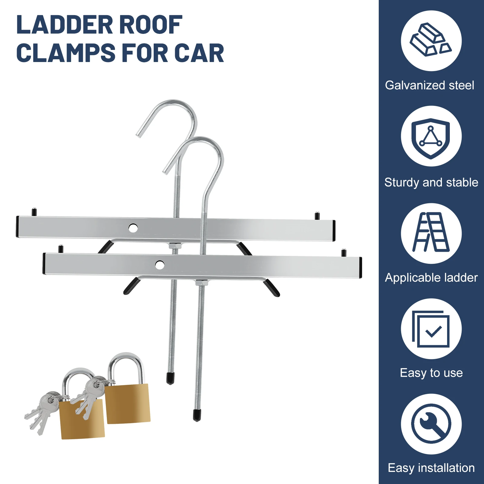 Ladder Roof Rack Locks Steel Ladder Roof Clamps Easy to Install Clamps Flexible to Use Suitable