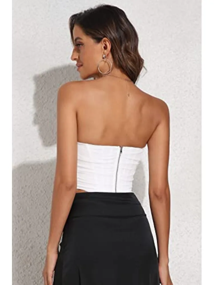 Sleeveless Off Shoulder Fashion Sexy Corset Crop Tops Vest Female Body Shaper Underwear Backless Bustier Top Solid
