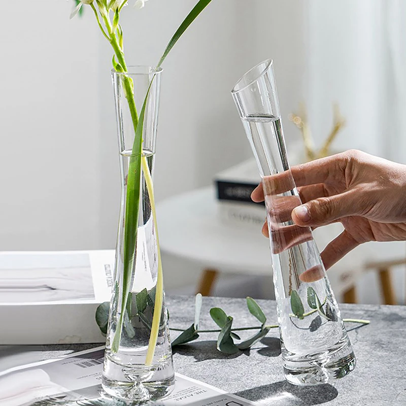 1pc Transparent Glass Flower Vase Small Vase Hydroponics Plant Flower Terrarium Luxury Room Table Home Decor Wedding Decoration 3