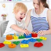Montessori Wooden Geometric Shape Five Sets of Columns Blocks Assembling Children's Enlightenment Early Education Puzzle Toys 6