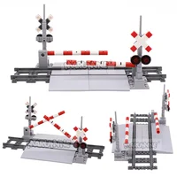 Marumine Bricks MOC Train Crossing Railroad Aisel Model Set Sliding Bar with 53401 Straight Tracks City View Building Blocks Toy 2