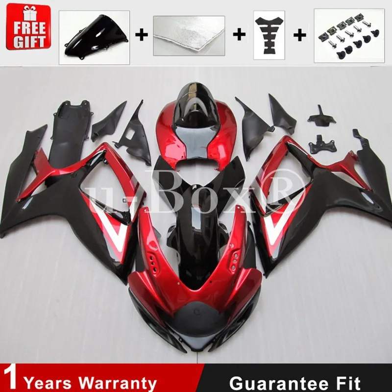 

Формочка под давлением, новый комплект обтекателей из АБС-пластика для SUZUKI 600, 750, K6, 2006, 2007, 06, 07, комплект кузова под заказ, красный, черный