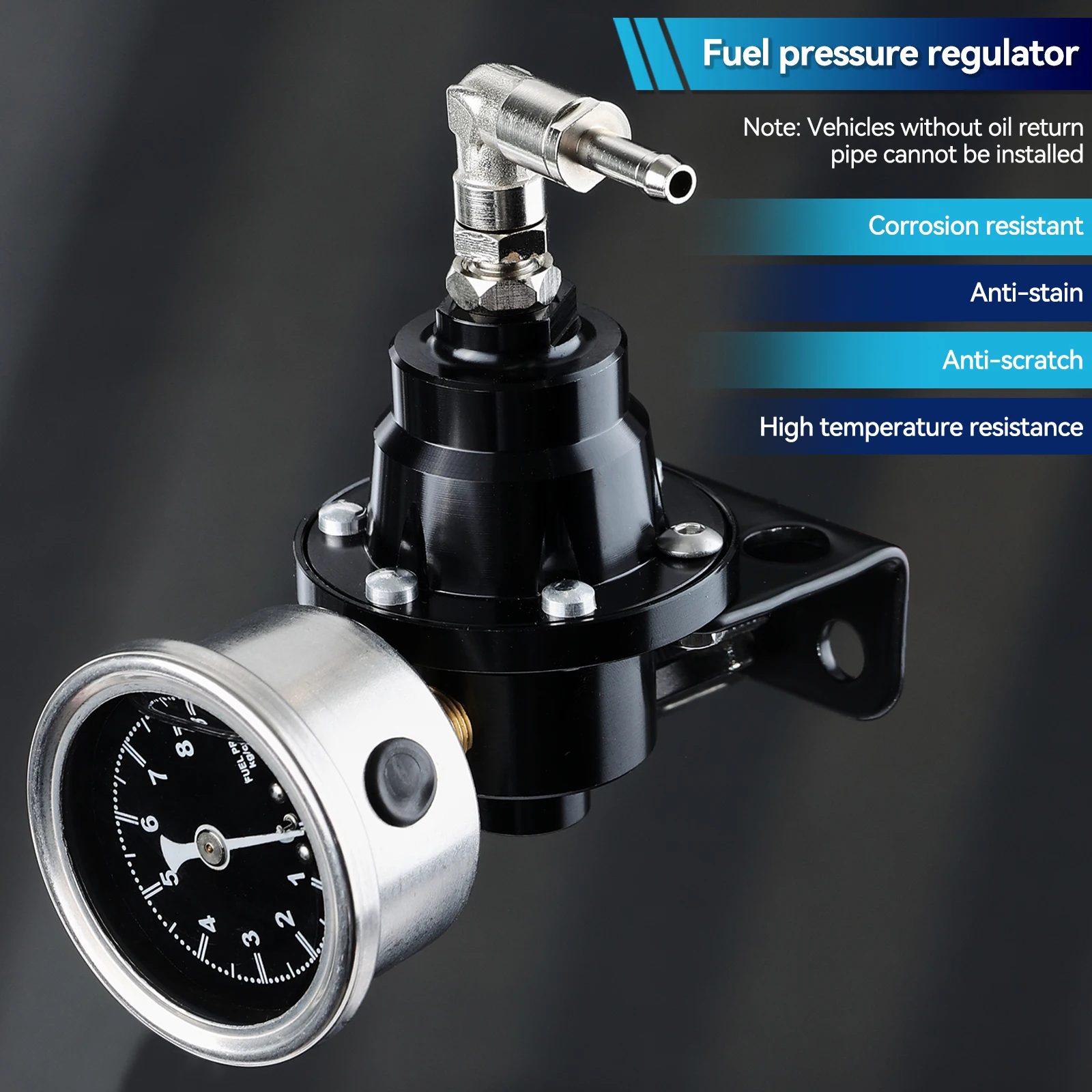 Regolatore di Pressione Carburante Universale per Auto con Manometro, Valvola di Regolazione Pressione per Accessori Motore Auto - immagine 3