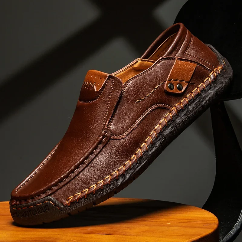 

Мужские кожаные туфли ручной работы, черные удобные мокасины, лоферы, кроссовки, теннисная обувь, повседневная обувь для мужчин, большие размеры, 2024