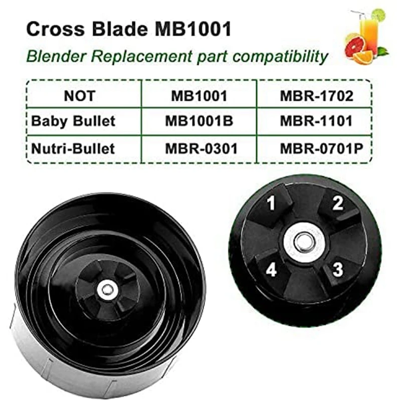 Cross Blade Replacement Part Compatible for Magic-Bullet (250W, MB1001 Series) Blade Stainless Steel Cross Spare