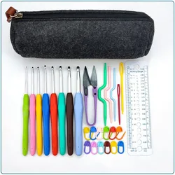 Versatile Crochet Hook Kit with Aluminum Needles for Knitting and Yarn Crafting (Style 17)