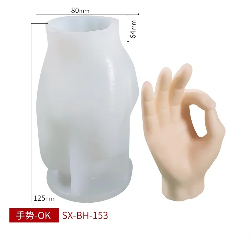 Silicone Candle Mold Different Shape Gesture Finger Silicone Candle Molds 3D Guanyin Hand Candle Making Supplies Diy Craft Plaster Resin Soap Mold
