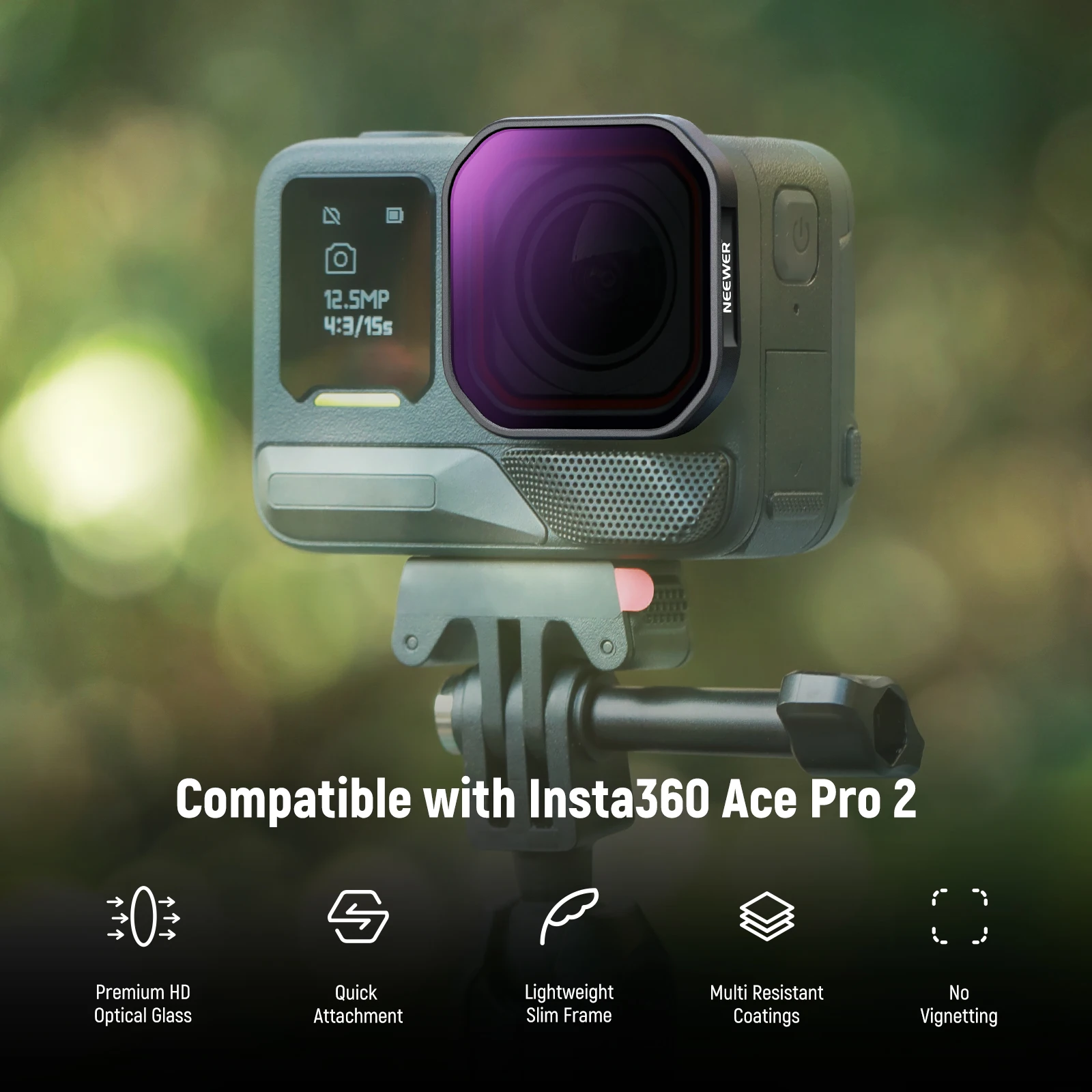 NEEWER 4 Pack ND/PL Filter Set Compatible with Insta360 Ace Pro 2