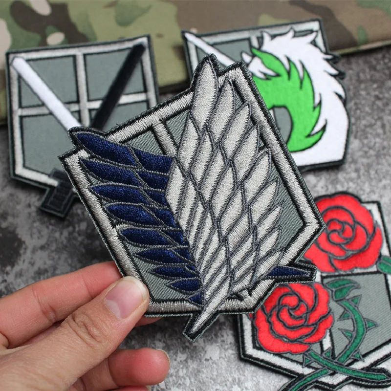 Attack on Giant Reflective Anime Badge 3D Embroidered Armband Wings of Freedom Backpack Sticker Creative Sticker patch clothing patches,acrylic badge blanks