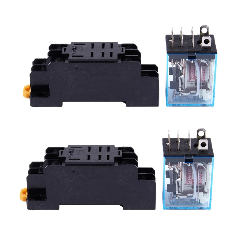 

2X LY2NJ HH62P-L JQX-13F 220V AC Coil DPDT Power Relay 8 Pin With PTF08A Socket