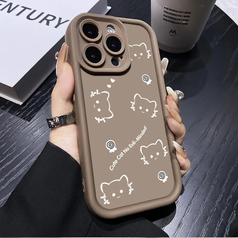 Chic Cat-Design Shockproof Silicone Phone Case