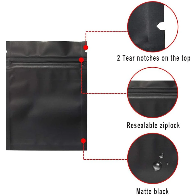 8.5x13cm Matte Black Heat Sealing Small Plastic Zip Lock Package Bag Smell Proof Aluminum Foil Mylar Powder Food Storage Bags 3