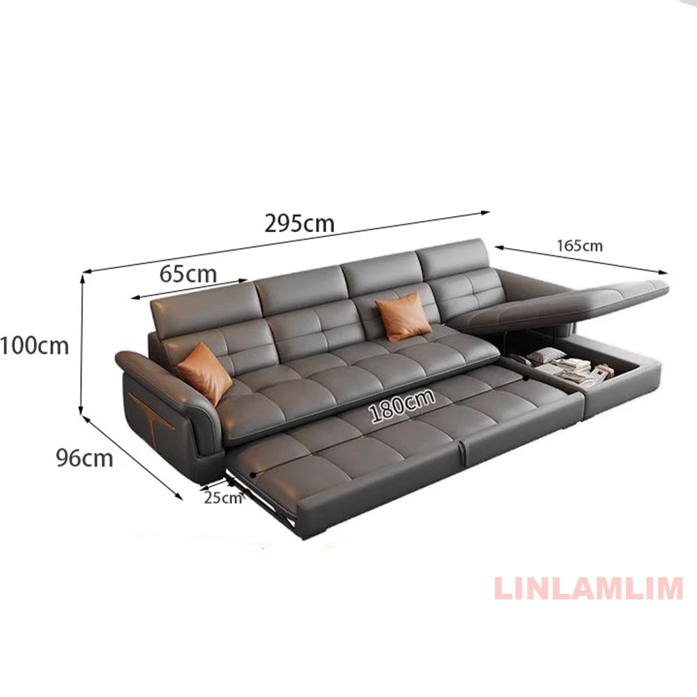 Modern Electric Recliner Sofa Bed with Adjustable Backrest, L-Shaped Multifunctional Italian Genuine Leather Sectional Couch - Image 6