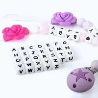 20/30/50/100/600/1000Pcs Letters Beads Baby Silicone Beads  Alphabet Teething Beads DIY Personalized Name Toys Pacifier Chain 1