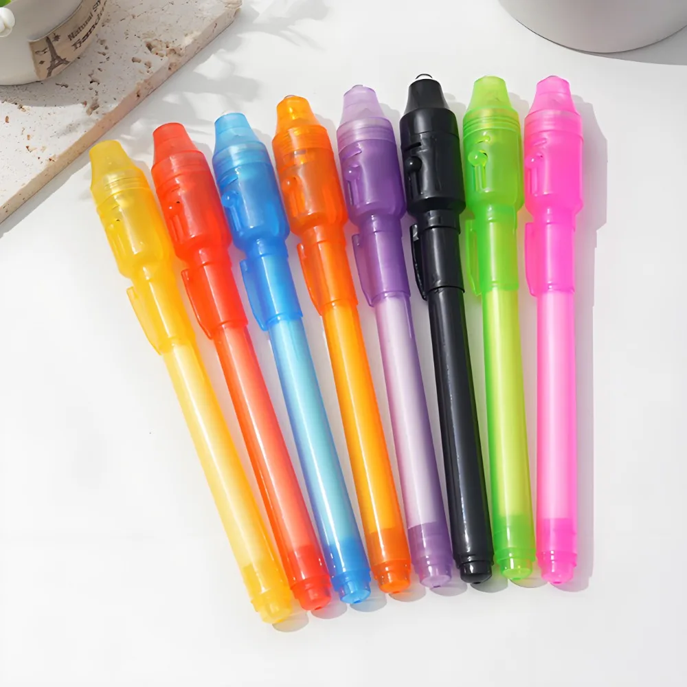 2 in 1 Luminous Light Pen Magic Purple UV Black Light Combo Drawing Invisible Ink Pen Learning Education Toys For Child 1pcs magic light pen