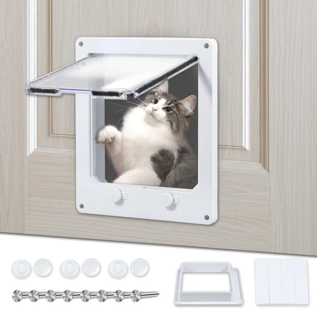 Pet Supplies ABS Plastic Cat Flap Door with 4 Way Locking Weatherproof Security Flap Door Pet Exterior Pet Door Outdoor Pet Supplies ABS Plastic Cat Flap Door with 4 Way Locking Weatherproof Security Flap Door Pet Exterior Pet Door Outdoor