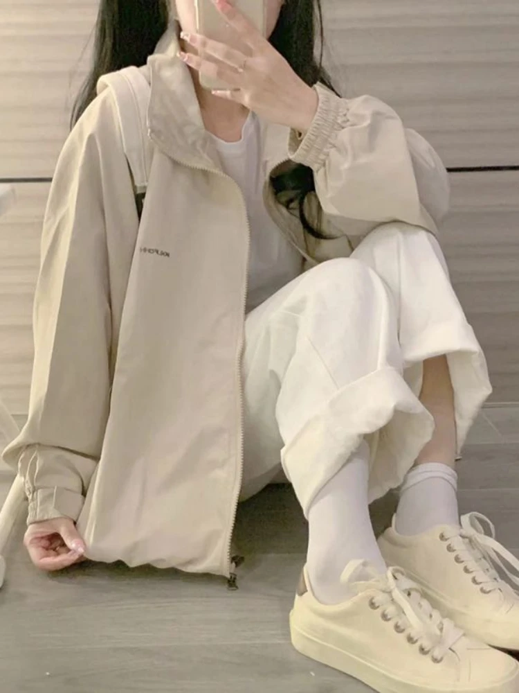 여성용 하라주쿠 재킷, 심플 레트로, 가을 학생, 헐렁한 캐주얼, 달콤한 십대 패션, 데일리 올매치 일본 스타일 차케타 Y2k