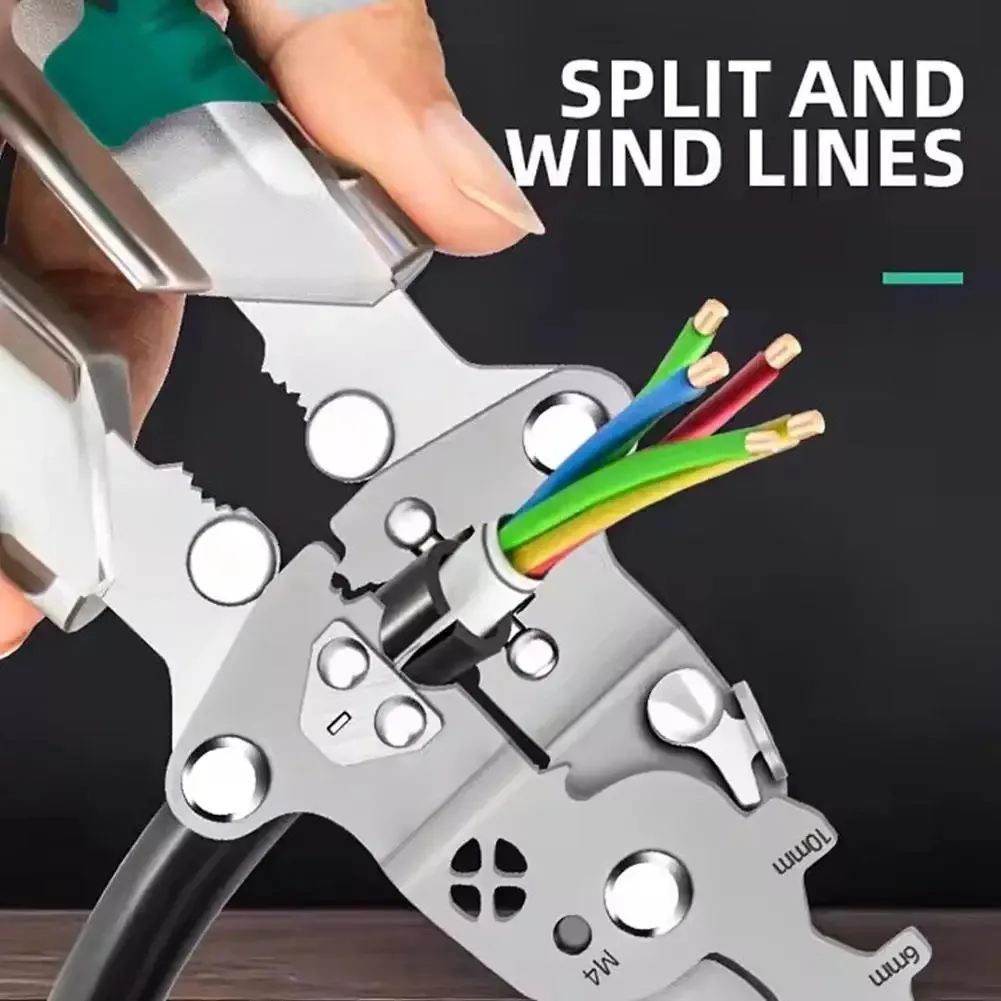 Wire Stripping Pliers Foldalbe Wire Stripping Pliers Voltage Testing Cable Cutting Crimping Pliers Multifunctional Electrician