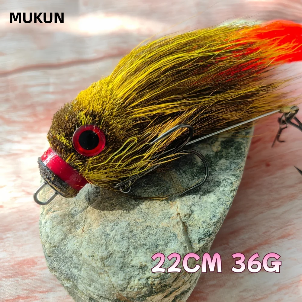 MUKUN Maus Baby Swimbait Bucktail Maus Köder Schnurrbart Rig Muskie Hecht Angeln Spiel Handgebunden Hirsch Haar Körper Solide Rig Tackle