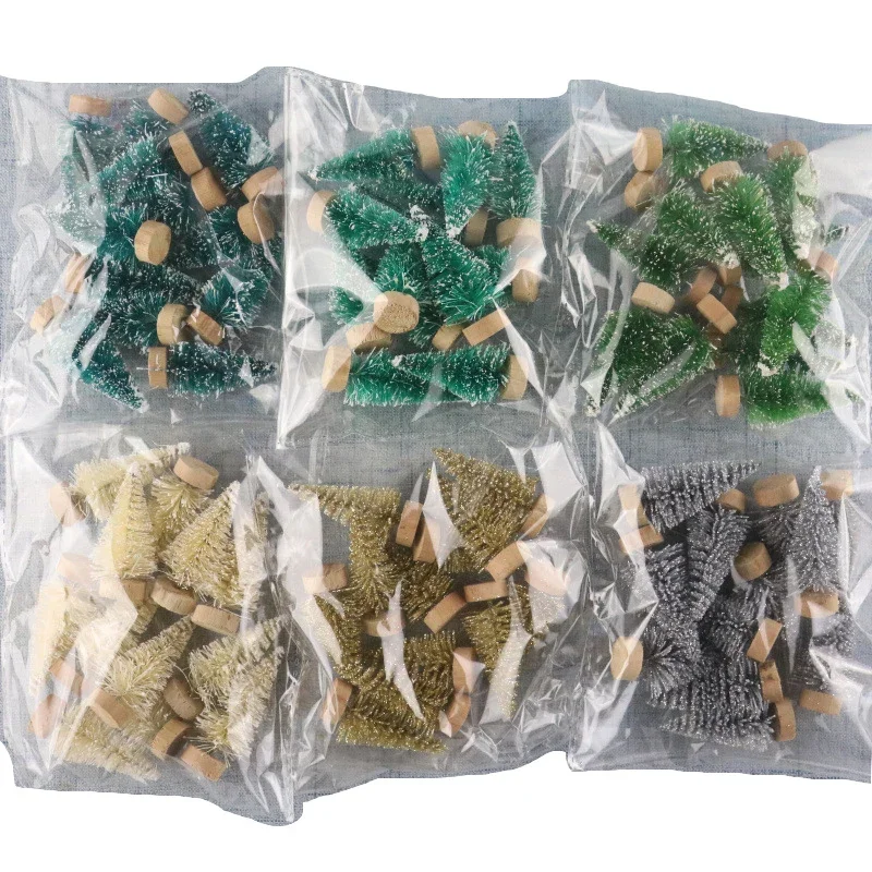 12 Pieces Mini Christmas Tree christmas tree ornaments mini christmas tree Sisal Silk Cedar Table Top Decorations Small Christmas Tree Gold Mini Window DIY Decorations