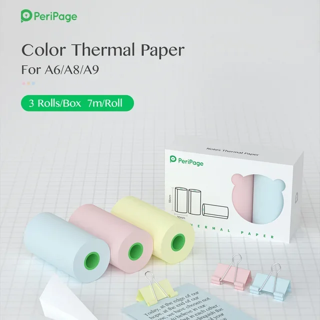 

Peripage Thermal Paper Roll 57mm For Mini Portable Printer Color Paper Label Receipt Photo Paper Safe Free BPA Smooth Printing