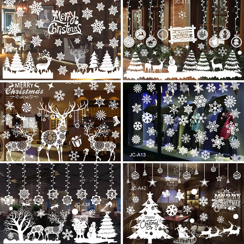 

Christmas Tree Snowflake Elk Window Stickers Merry Christmas Decorations For Home Navidad 2022 Ornaments Xmas New Year Gift 2022