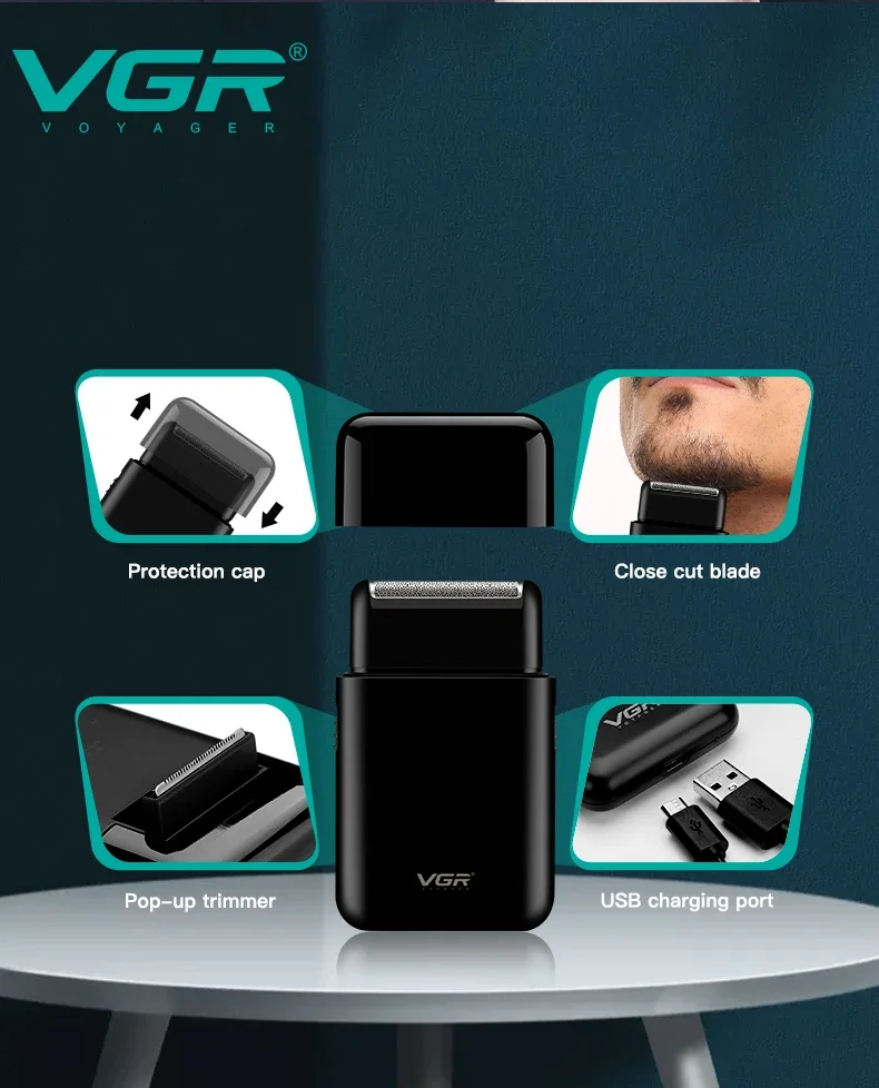 Description Picture 5 of itemVGR Hair Trimmer Professional Beard Shaver Electric Razor Shaving Machine Portable Beard Trimmer Mini Trimmer for Men V-390