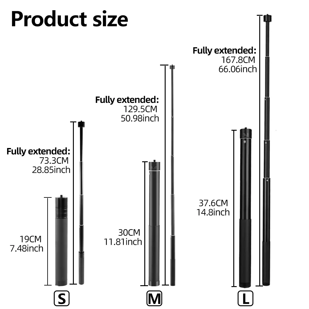 Aluminium Alloy Selfie Stick Pole Extension Monopod For GoPro Hero 13 12 11 10 9 8 7 Insta360 SJCAM AKASO DJI Osmo Action Camera