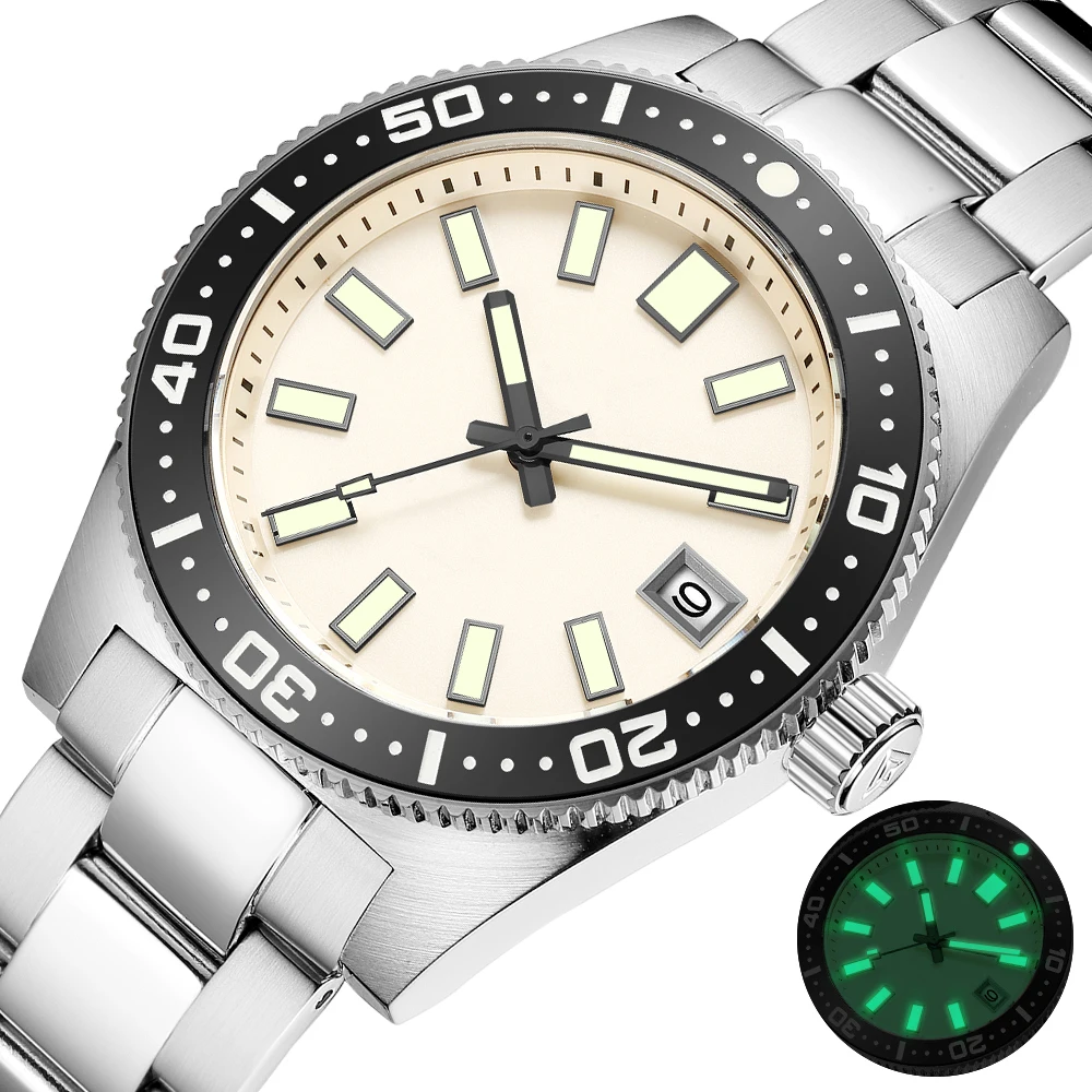 

NO LOGO 38mm Luxury Men Diver Watch CADISEN Business NH35A Automatic Mechanical Watches Sapphire Rubber Strap 20Bar Luminous