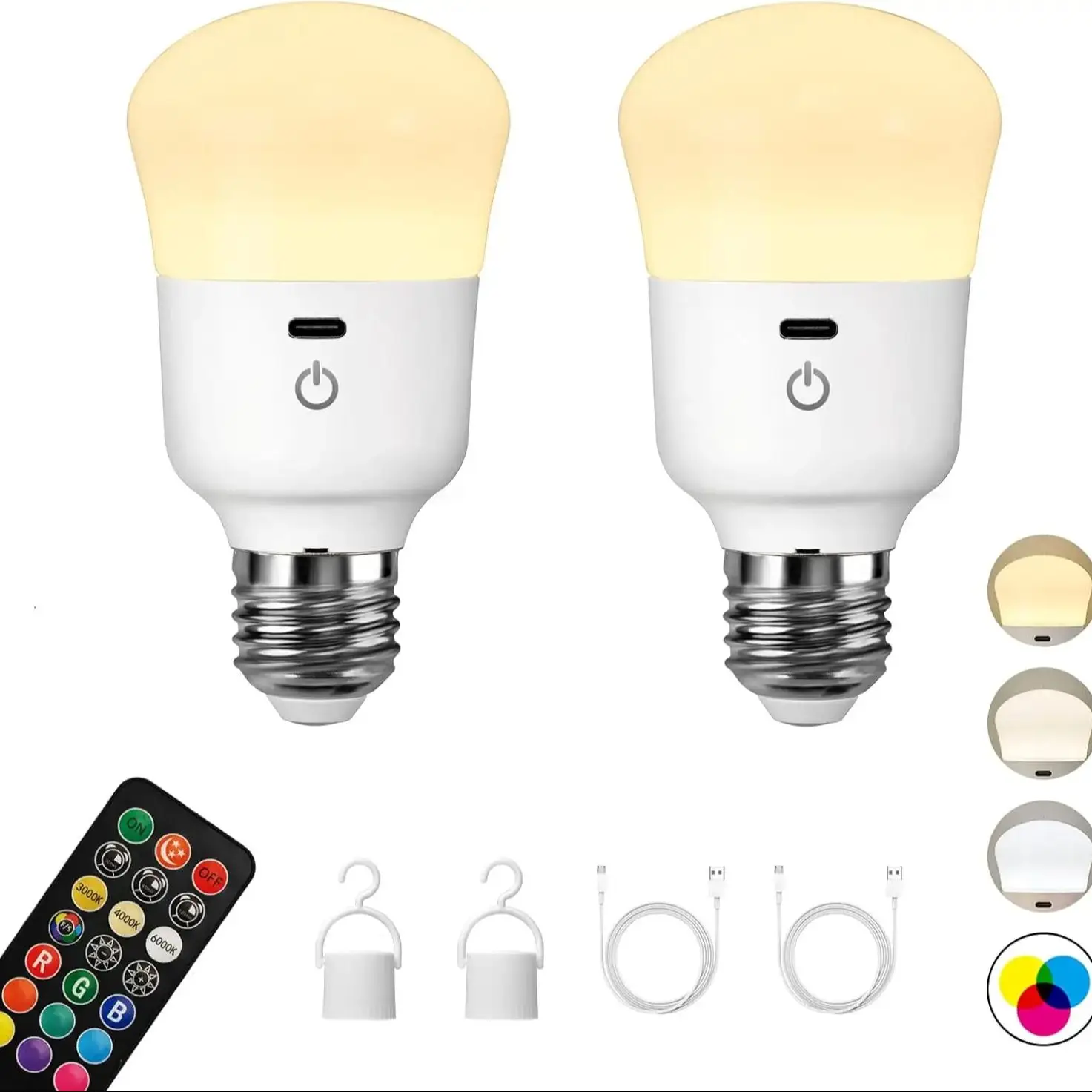Rechargeable LED Light Bulb with Remote Control and Timer