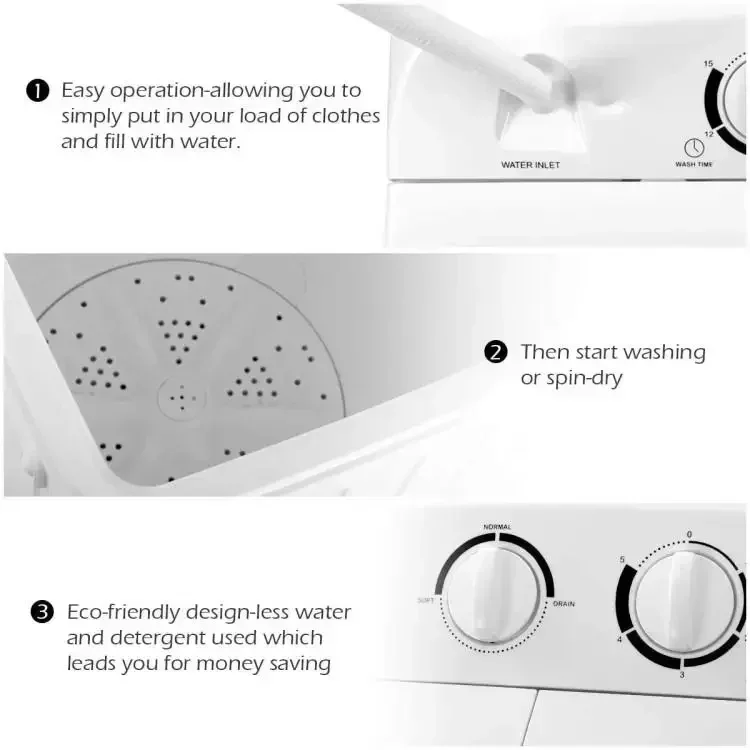 【Costway】- Twin Tub Washer and Dryer Combo, 20Lbs Capacity (12Lbs Washing and 8Lbs Spinning) Washing Machine, Compact Portable 5