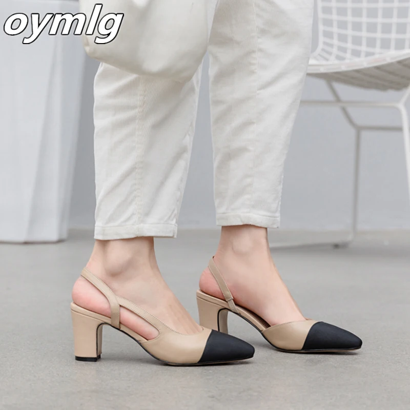 Spring Europe Fashion High Heels Sandals Ladies Party Dress Shoes Pointed Toe Slingback Shoes Women Mixed Colors Sandals