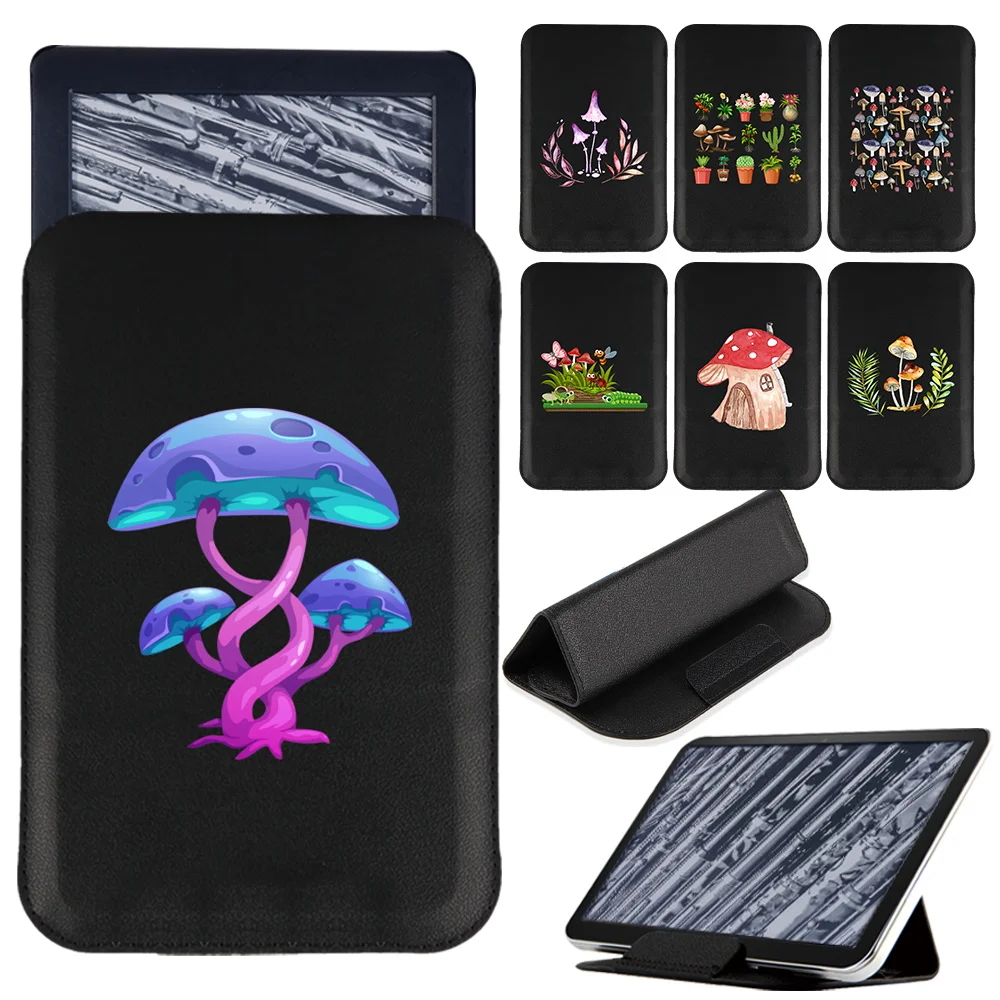 Borsa Porta Tablet In Pelle Per Kindle Paperwhite 5/Paperwhite 4/Paperwhite 1 2 3/Kindle 10Th/Kindle 8Th Mushroom Print Magnet Pack
