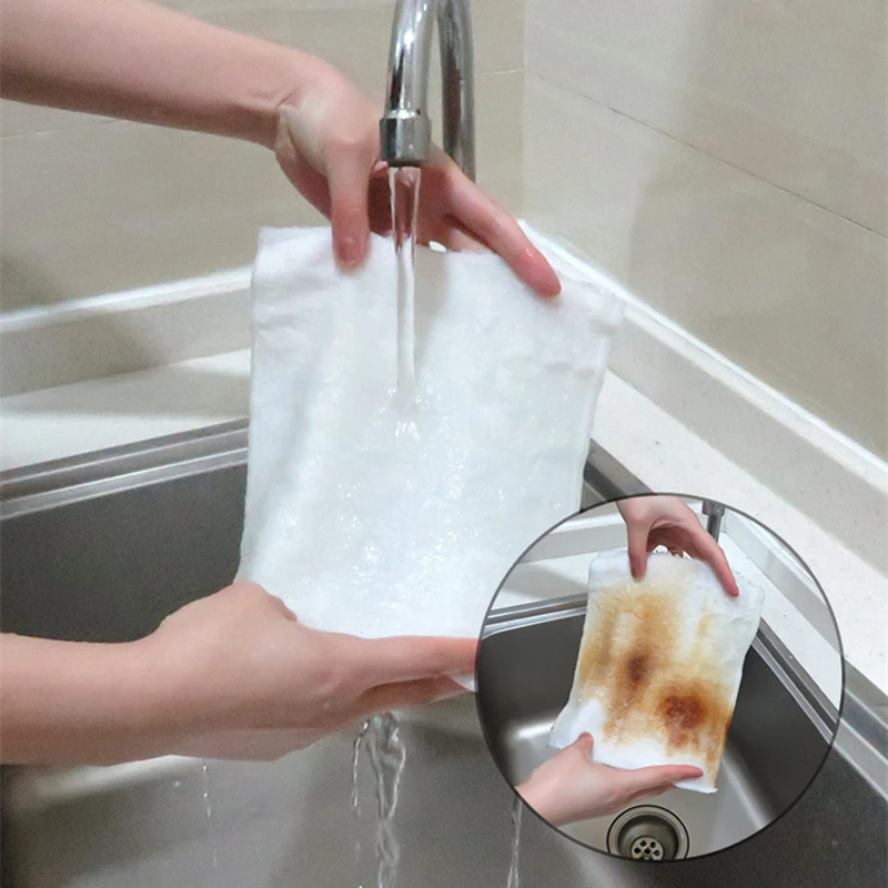 Natural Bamboo Fiber Thickened Cleaning Cloth Kitchen Scouring Pad White Dish Towel Easy To Clean Bathroom Rags Dishcloth 2PCS microfiber towel kitchen towel cleaning cloth microfiber wash towel microfiber dish cloths dish cleaning cloth dish cloth towel cleaning cloth microfiber dish cloth