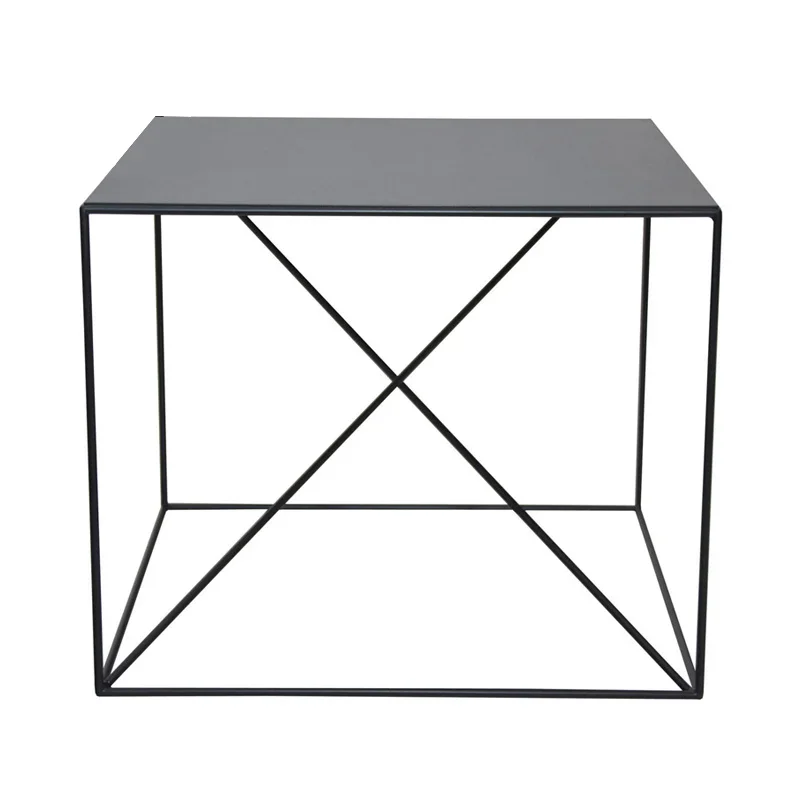 Nordic Iron Square Coffee Table-Creative Balcony Side Table, Minimalist Sofa Companion, Elegant Design for Living Room, Accent