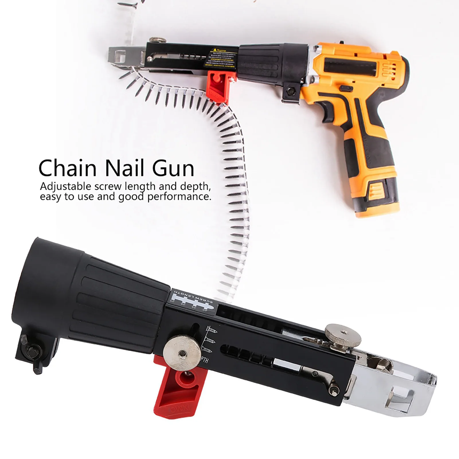 Automatic Chain Nail Gun Electric Drill Adapter Screw Gun Tightening Equipment Woodworking Tool 2