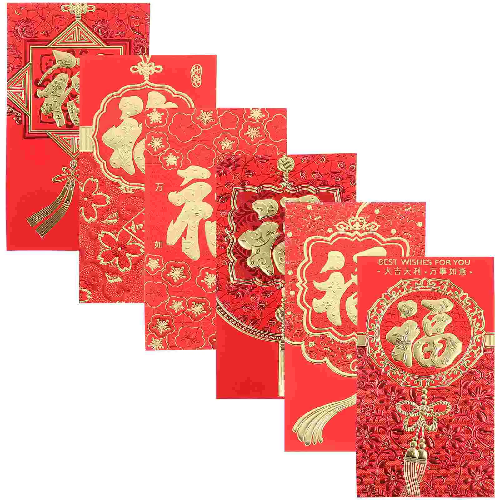 Chinese New Year Red Envelopes Luxurious Chinese Red Pockets Hong Bao Chinese Spring Festival Lucky Money Pockets