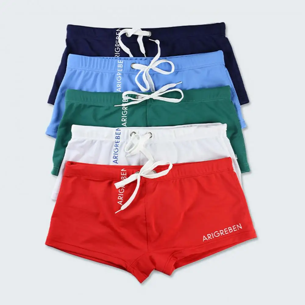 Men Swim Trunks Shorts Elastic Waist Slim Fit U Convex Surfing